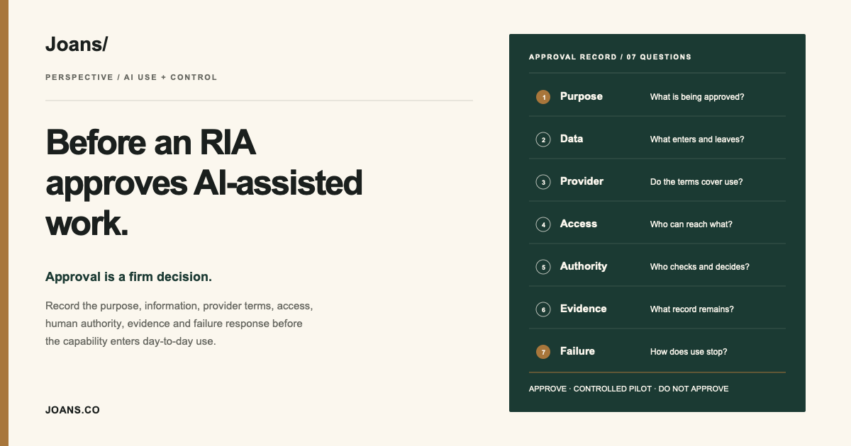 Seven-part RIA control test for approving AI-assisted work.
